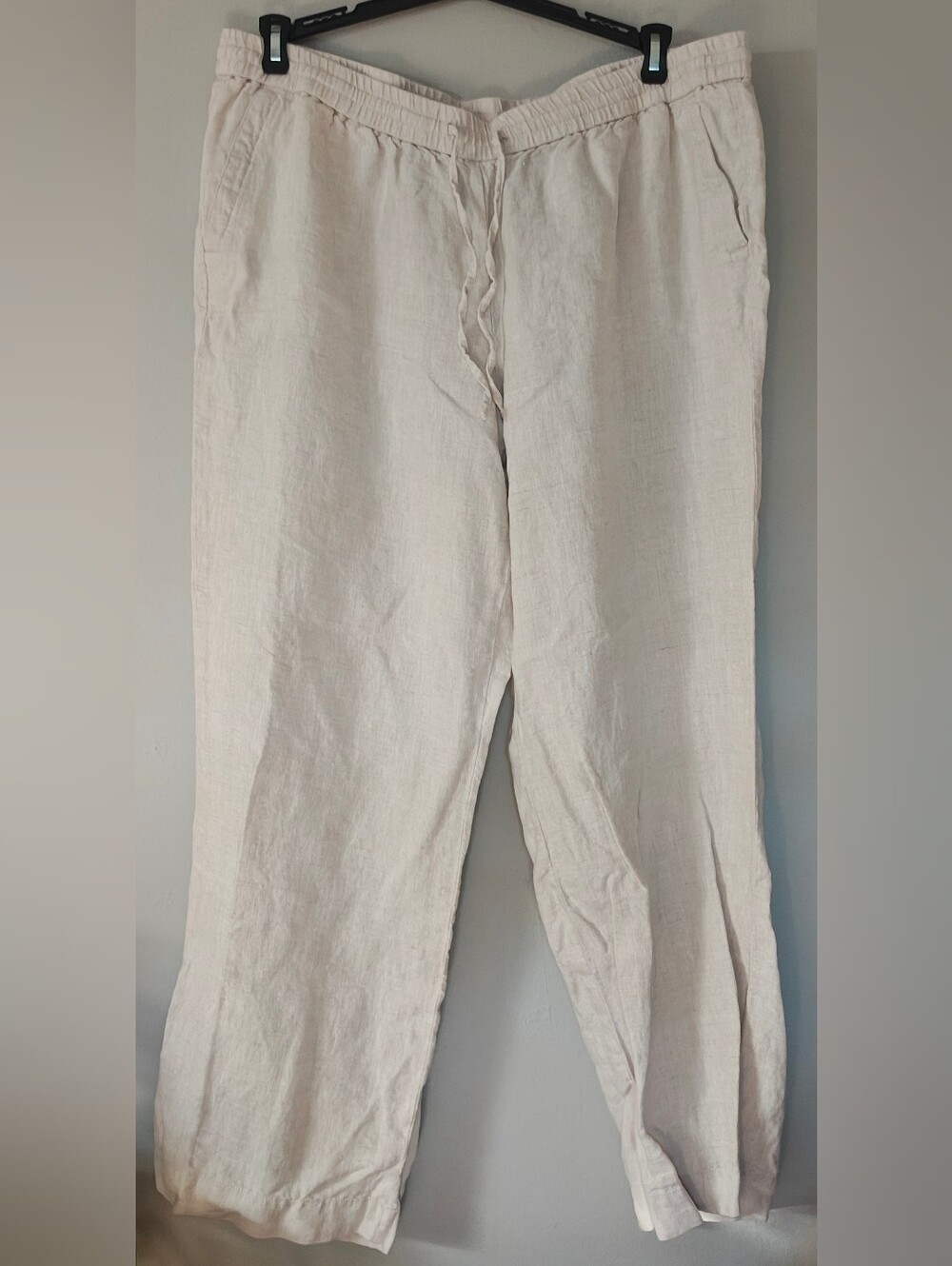 Talbots Cream Drawstring Linen Pants Women's Size 16W